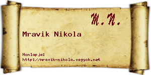 Mravik Nikola névjegykártya